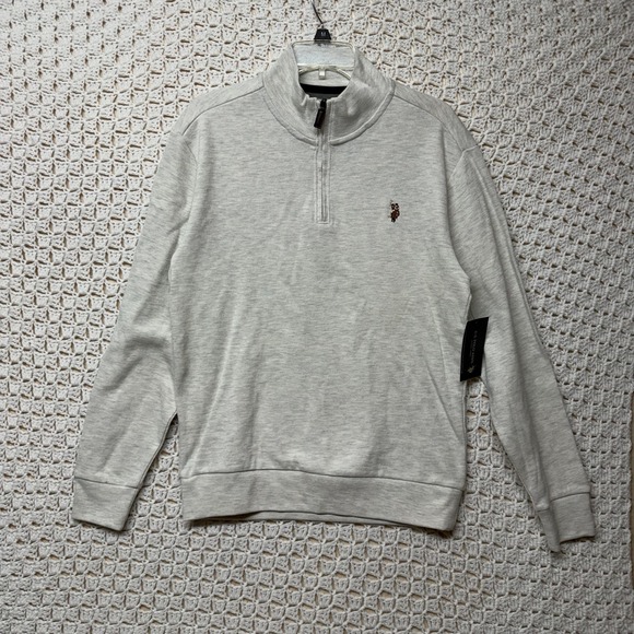 U.S. Polo Assn. Other - U.S. Polo Assn Sweatshirt Men's Sz S Grey 1/4 Zip Logo Pullover Cotton Blend NWT